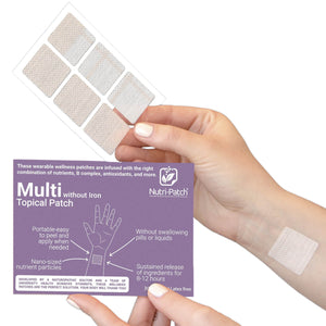 MULTI without Iron Topical Patch, Infused with D3, B Complex, Magnesium, and Zinc. Designed to Give You a Boost (30/Pack).