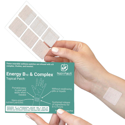 NUTRI-PATCH Energy B12 &Complex Topical Patch, Infused with B1,B2,B3,B5,B6,B12,Biotin. Designed to Give You a Boost (30/Pack).