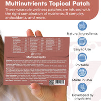 Multi-Nutrients Topical Patch, Infused with D3, B Complex, Magnesium, Zinc. Designed to Give You a Boost (30/Pack).