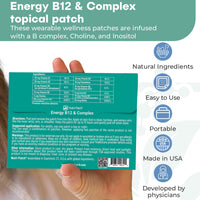 Energy B12 &Complex Topical Patch, Infused with B1,B2,B3,B5,B6,B12,Biotin. Designed to Give Your Energy a Boost (30/Pack).