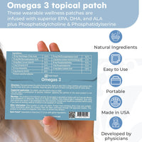 Omegas 3 Topical Patch, Infused with EPA, DHA, ALA, and Phosphatidylcholine. Designed to Give Your Omegas a Boost (30/Pack).