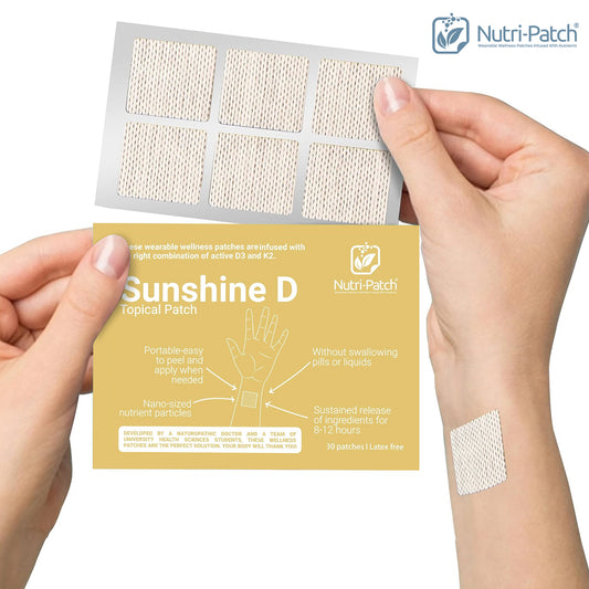 NUTRI-PATCH Sunshine D Topical Patch, Infused with D3, K2, Magnesium. Designed to Give You a Boost (30/Pack).