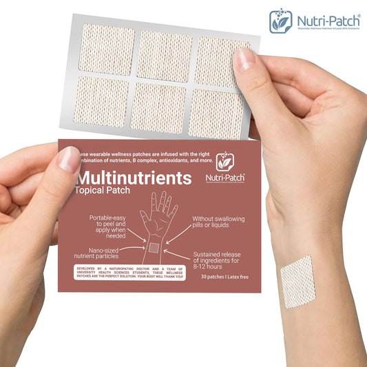 NUTRI-PATCH Multi-Nutrients Topical Patch, Infused with a B Complex, D3, Magnesium, Zinc, and more. Designed to Give You a Boost (30/Pack).